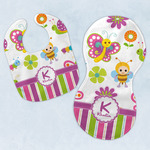 Butterflies & Stripes Baby Bib & Burp Set w/ Name and Initial