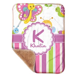 Butterflies & Stripes Sherpa Baby Blanket - 30" x 40" w/ Name and Initial
