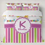 Butterflies & Stripes Duvet Cover Set - King (Personalized)