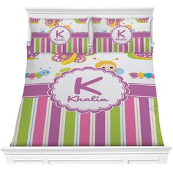 Butterflies & Stripes Comforter Set - Full / Queen (Personalized)