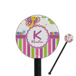 Butterflies & Stripes 5.5" Round Plastic Stir Sticks - Black - Single Sided (Personalized)