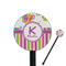 Butterflies & Stripes Black Plastic 5.5" Stir Stick - Round - Closeup