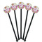 Butterflies & Stripes Black Plastic 5.5" Stir Stick - Round - Fan View