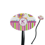 Butterflies & Stripes 7" Oval Plastic Stir Sticks - Black - Single Sided (Personalized)