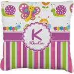 Butterflies & Stripes Faux-Linen Throw Pillow (Personalized)