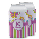 Butterflies & Stripes Can Cooler (12 oz) w/ Name and Initial