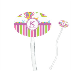 Butterflies & Stripes 7" Oval Plastic Stir Sticks - Clear (Personalized)