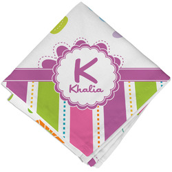 Butterflies & Stripes Cloth Cocktail Napkin - Single w/ Name and Initial