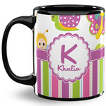 Butterflies & Stripes 11 Oz Coffee Mug - Black (Personalized)