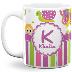 Butterflies & Stripes 11 Oz Coffee Mug - White (Personalized)