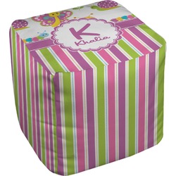 Butterflies & Stripes Cube Pouf Ottoman - 18" (Personalized)