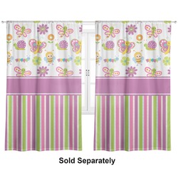 Butterflies & Stripes Curtain Panel - Custom Size