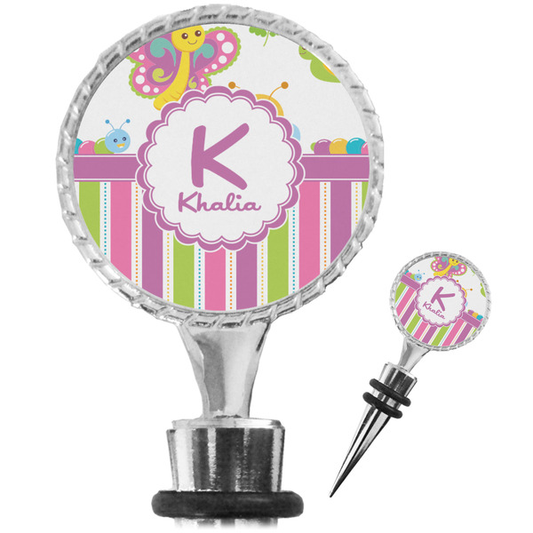 Custom Butterflies & Stripes Wine Bottle Stopper (Personalized)