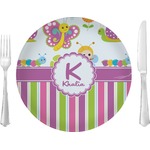Butterflies & Stripes 10" Glass Lunch / Dinner Plates - Single or Set (Personalized)