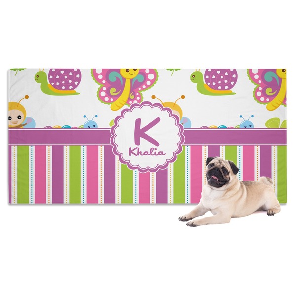 Custom Butterflies & Stripes Dog Towel (Personalized)