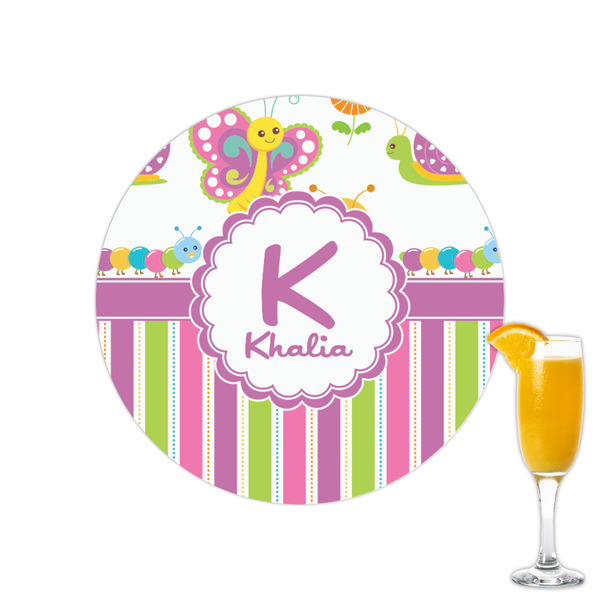 Custom Butterflies & Stripes Printed Drink Topper - 2.15" (Personalized)