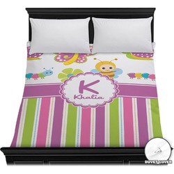 Butterflies & Stripes Duvet Cover - Full / Queen (Personalized)