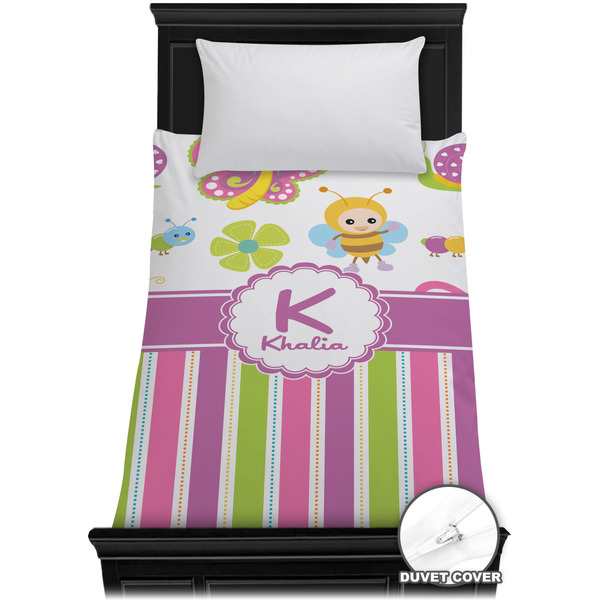 Custom Butterflies & Stripes Duvet Cover - Twin XL (Personalized)