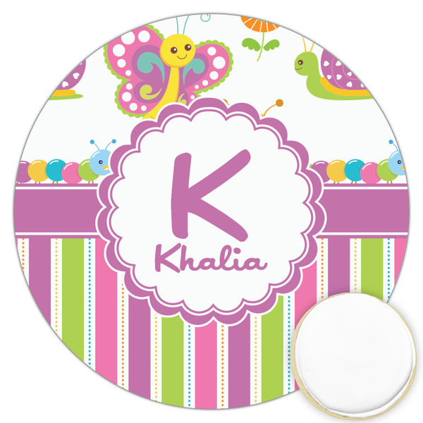 Custom Butterflies & Stripes Printed Cookie Topper - 3.25" (Personalized)