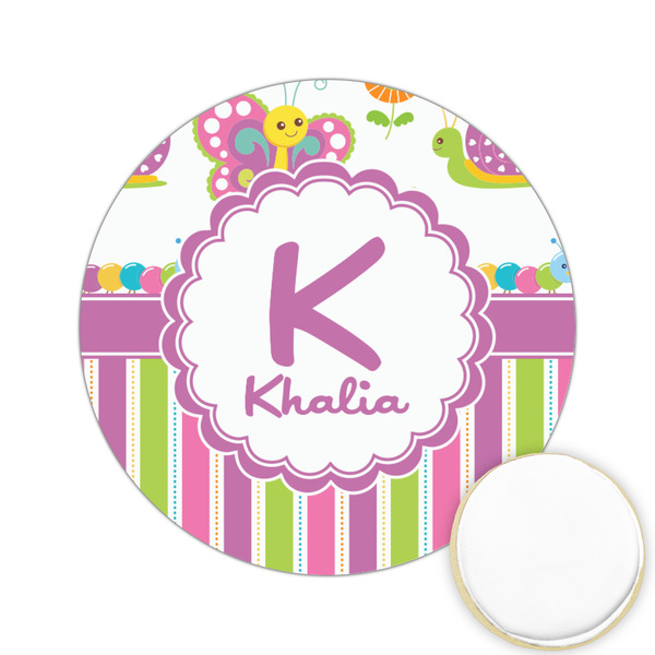 Custom Butterflies & Stripes Printed Cookie Topper - 2.15" (Personalized)