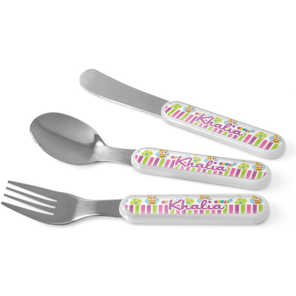 Custom Butterflies & Stripes Kid's Flatware (Personalized)