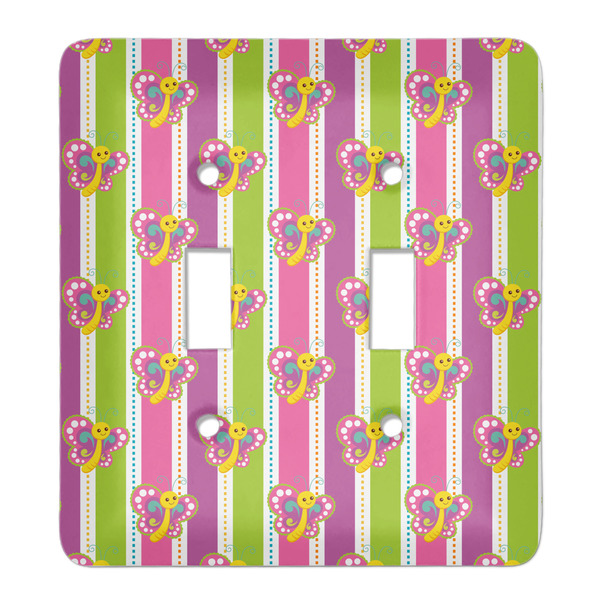 Custom Butterflies & Stripes Light Switch Cover (2 Toggle Plate)