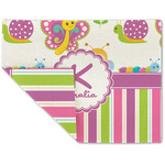 Butterflies & Stripes Double-Sided Linen Placemat - Single w/ Name and Initial