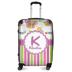 Butterflies & Stripes Suitcase - 24" Medium - Checked (Personalized)