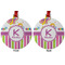 Butterflies & Stripes Metal Ball Ornament - Front and Back