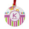 Butterflies & Stripes Metal Ball Ornament - Front