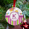 Butterflies & Stripes Metal Ball Ornament - Lifestyle