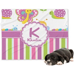 Butterflies & Stripes Dog Blanket - Large (Personalized)