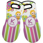 Butterflies & Stripes Neoprene Oven Mitts - Set of 2 w/ Name and Initial