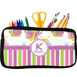 Butterflies & Stripes Neoprene Pencil Case (Personalized)