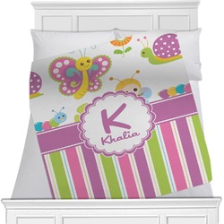 Butterflies & Stripes Minky Blanket - Toddler / Throw - 60"x50" - Double Sided (Personalized)
