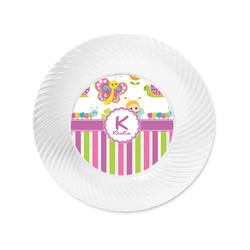 Butterflies & Stripes Plastic Party Appetizer & Dessert Plates - 6" (Personalized)