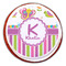 Butterflies & Stripes Printed Icing Circle - Large - On Cookie