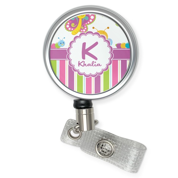 Custom Butterflies & Stripes Retractable Badge Reel (Personalized)