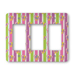 Butterflies & Stripes Rocker Style Light Switch Cover - Three Switch