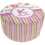 Butterflies & Stripes Round Pouf Ottoman (Personalized)