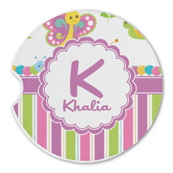 Butterflies & Stripes Sandstone Car Coaster - Single (Personalized)