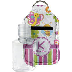 Butterflies & Stripes Hand Sanitizer & Keychain Holder - Small (Personalized)