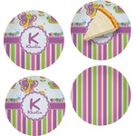 Butterflies & Stripes Set of 4 Glass Appetizer / Dessert Plate 8" (Personalized)