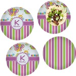 Butterflies & Stripes Set of 4 Glass Lunch / Dinner Plate 10" (Personalized)