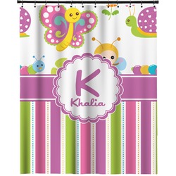 Butterflies & Stripes Extra Long Shower Curtain - 70"x84" (Personalized)