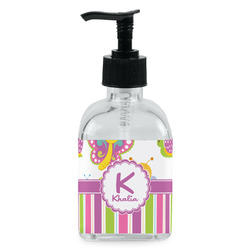 Butterflies & Stripes Glass Soap & Lotion Bottle - Single Bottle (Personalized)