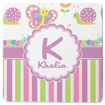 Butterflies & Stripes Square Rubber Backed Coaster (Personalized)