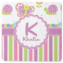 Butterflies & Stripes Square Rubber Backed Coaster (Personalized)