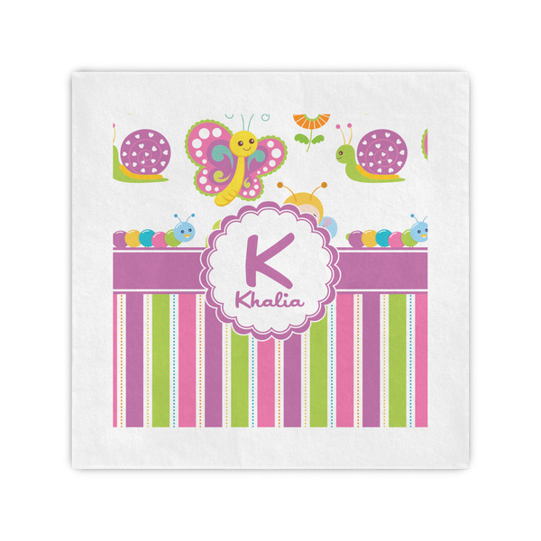 Custom Butterflies & Stripes Cocktail Napkins (Personalized)