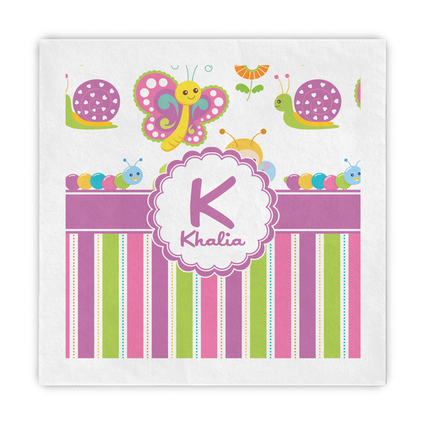 Custom Butterflies & Stripes Standard Decorative Napkins (Personalized)